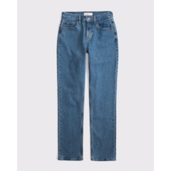 Abercrombie Denim - Abercrombie Women's Curve Love Mid Rise 90s Straight Jean in Blue